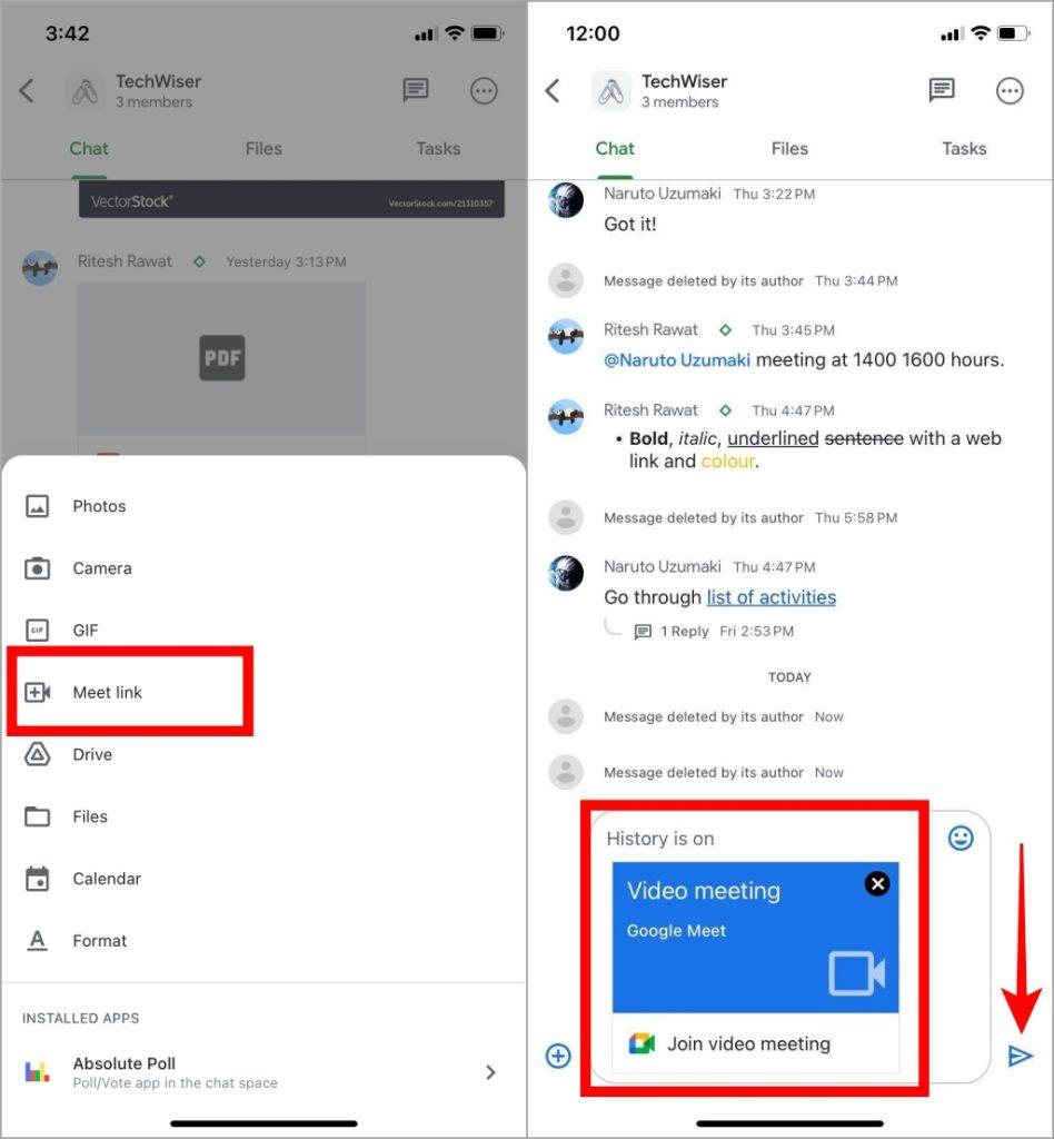 如何在行動裝置上的 Google Chat 中建立空間
