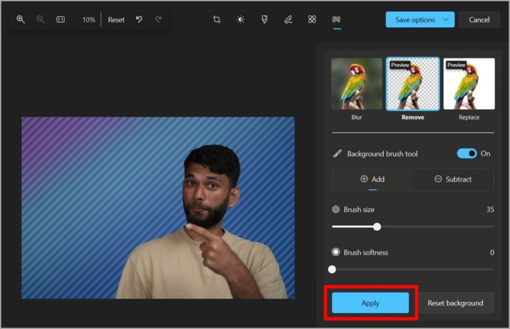 如何在 Windows 照片應用程式中使背景透明