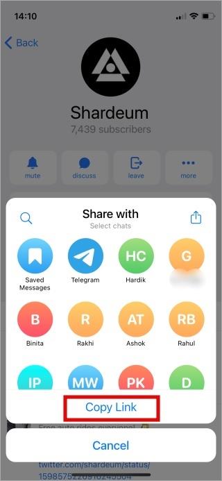 如何複製 Telegram 個人資料、群組、頻道、訊息鏈接
