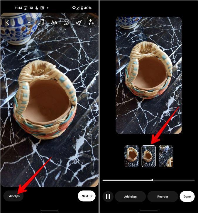 How to Edit Clips in Instagram Reels