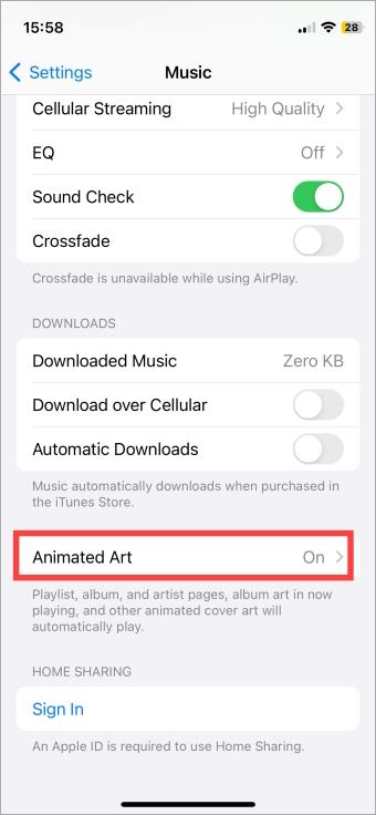 如何在 Apple Music 中啟用/停用動畫專輯封面