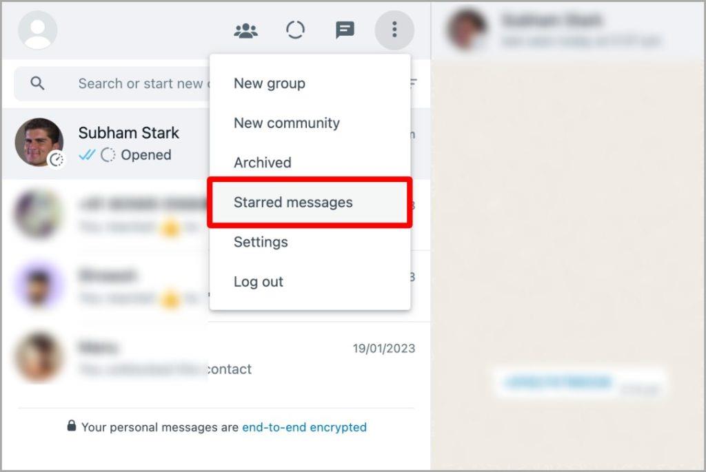WhatsApp 網頁版和行動版上我加星號的訊息在哪裡