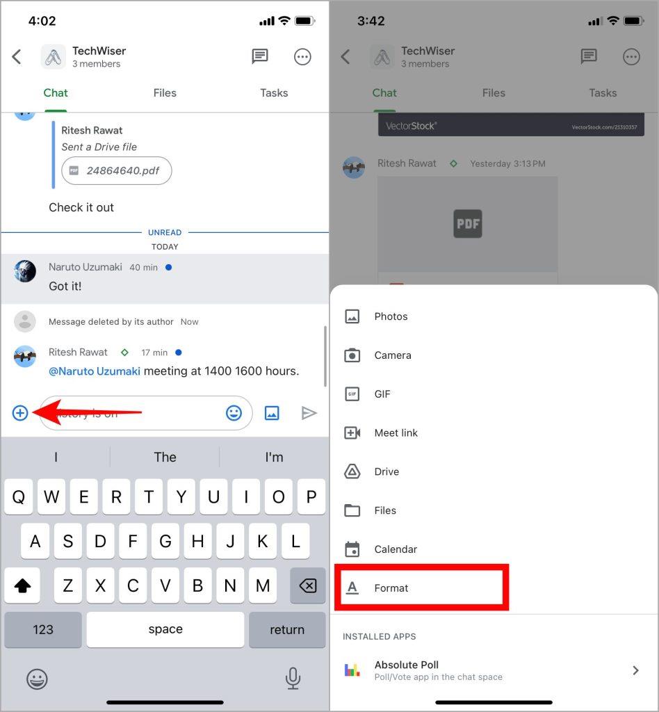 如何在行動裝置上的 Google Chat 中建立空間
