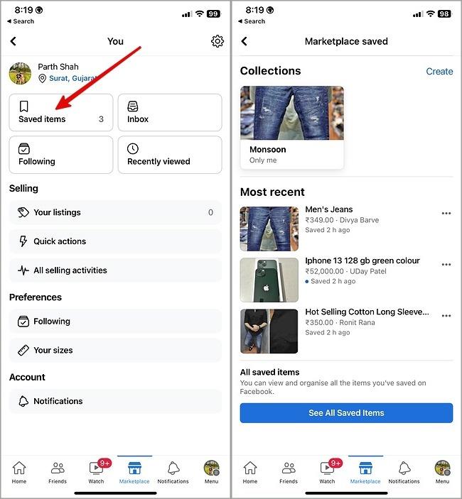 如何查看 Facebook Marketplace 上保存的項目